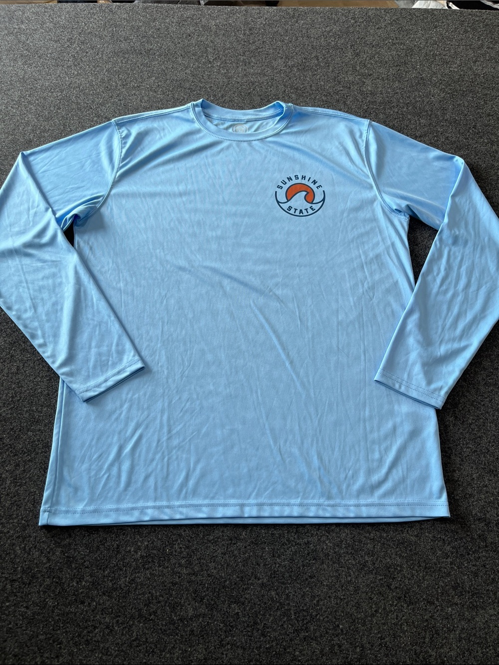Light Blue Long-Sleeve Performance Shirt with Small Chest Logo Size L